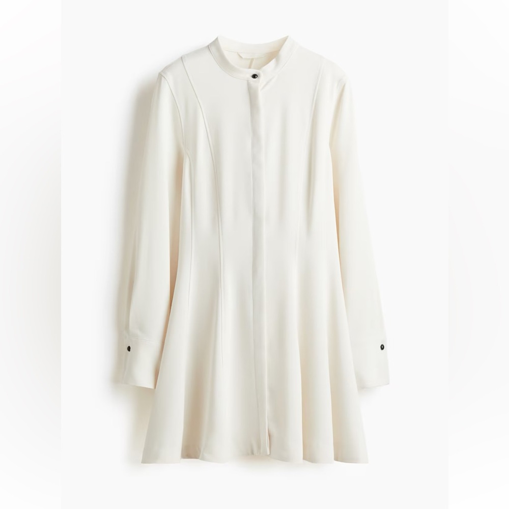 H&M Cream Long-Sleeve A-Line Tunic Dress